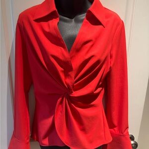 Cinq à Sept Vibrant Red Twist Blouse size small new no tags